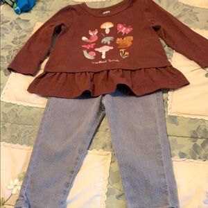 Carter's Brown Top with Gray Pants Set